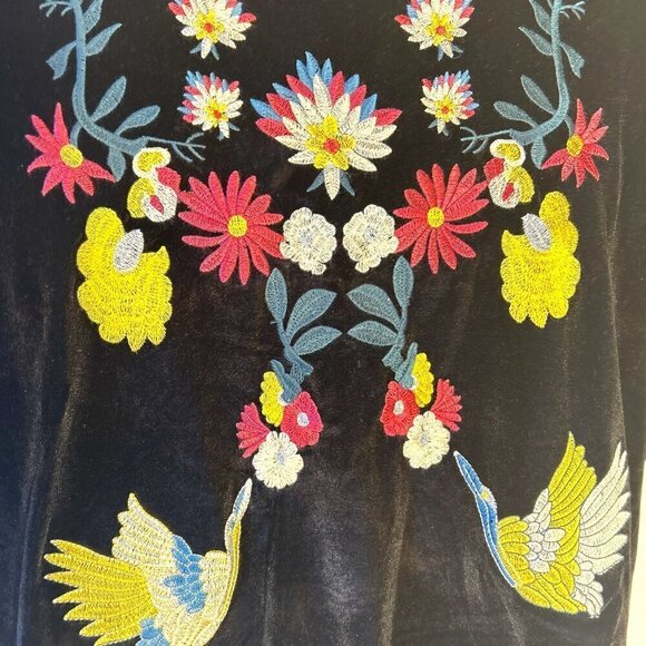 Entro SZ M Black Velvet Embroidered  Kimono Boho Whimsigoth Artsy Asian - Picture 5 of 8